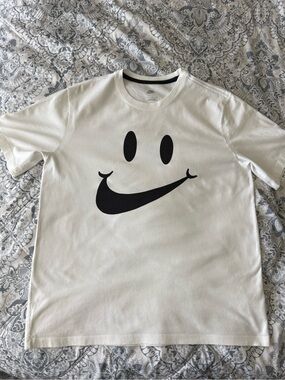 Nike White Tee with Black Swoosh Accent